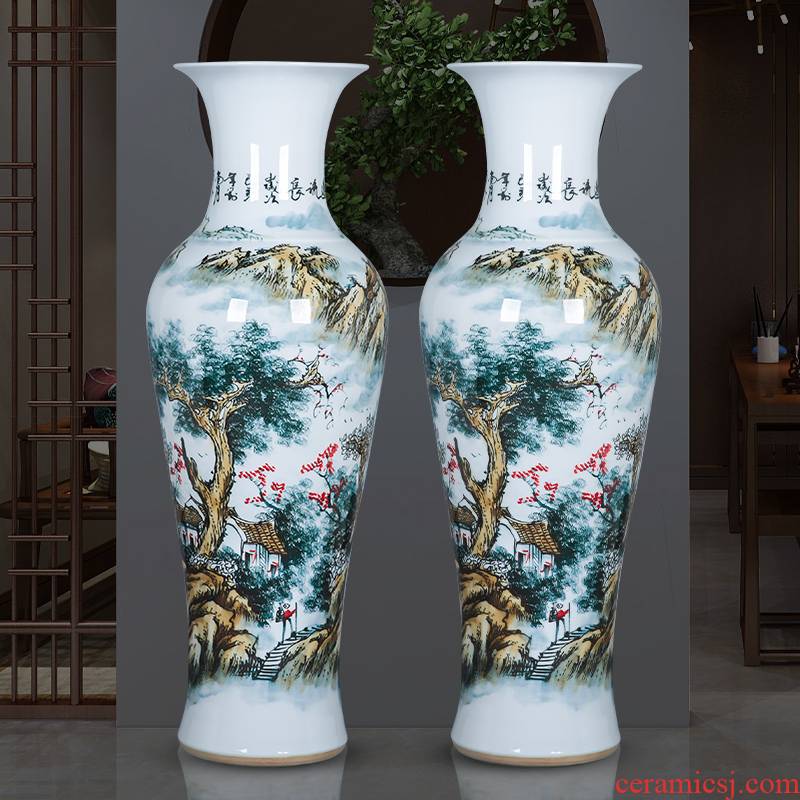 Jingdezhen porcelain has a long history in the ceramic oversized ground vase furnishing articles furnishing articles Chinese style hotel to live in the living room