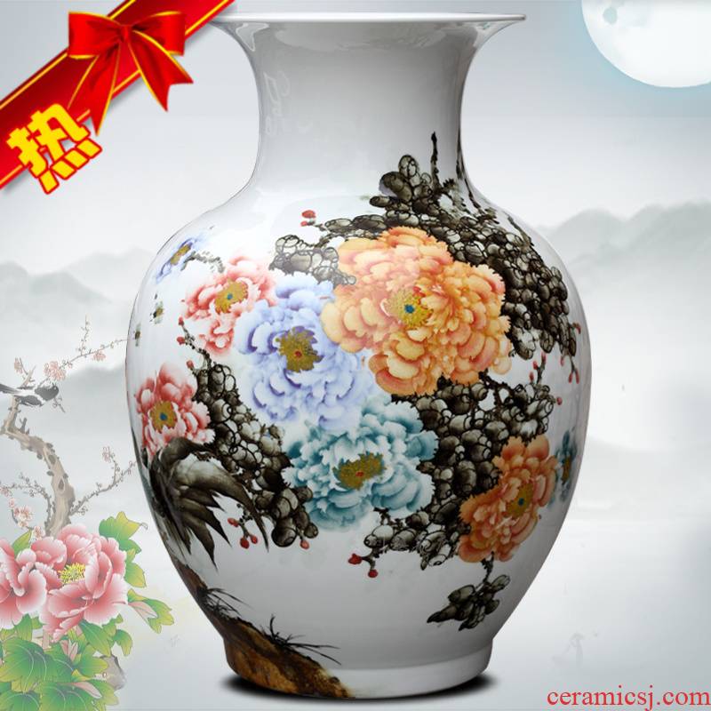 Jingdezhen ceramic hand - made peony is the only thing the French vases, flower arranging the study large household living room furnishing articles