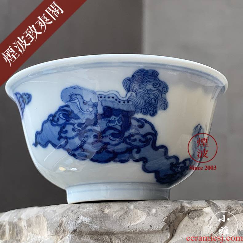 Jingdezhen made lesser double lion for lesser RuanDingRong cup sample tea cup masters cup drawing