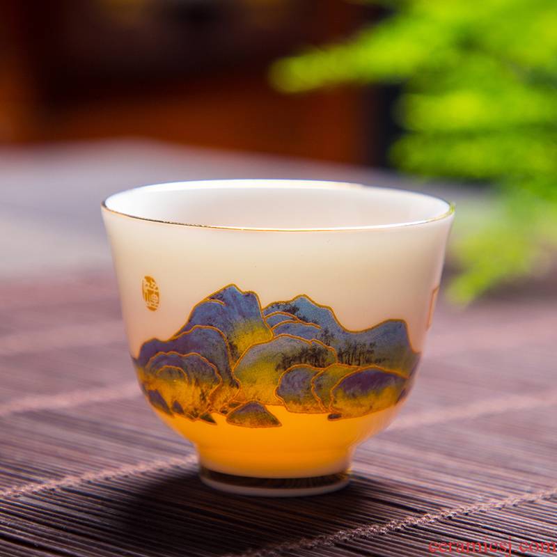 Dehua suet jade porcelain teacup personal special master cup white porcelain single CPU household kung fu tea set ceramic sample tea cup
