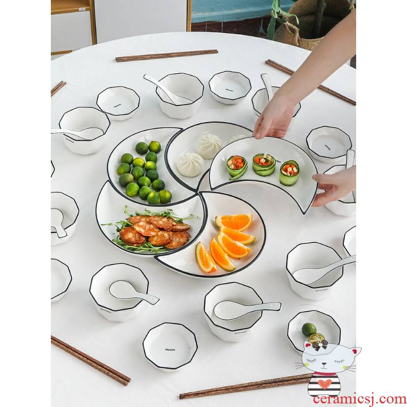 Y web celebrity food household reunion in the Nordic suit plate combination platter ceramic disc creative moon pendulum plate