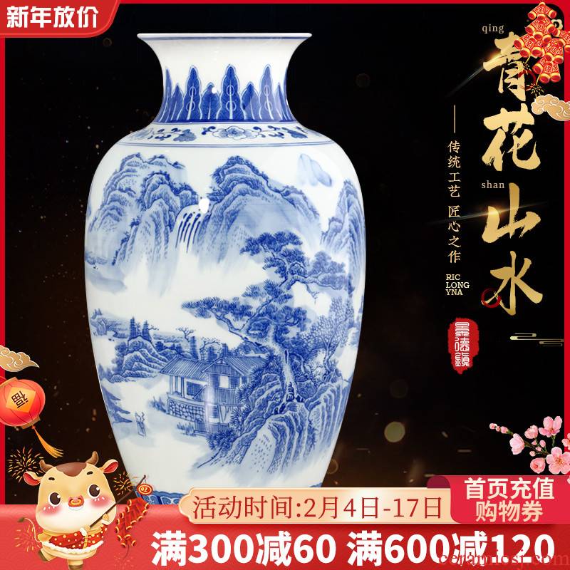 Blue and white porcelain vase and furnishing articles Chinese jingdezhen ceramics home sitting room TV ark, decorations arts and crafts