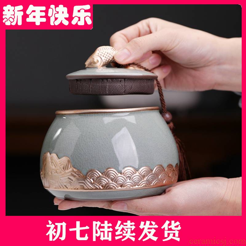 With caddy fixings ceramic decorative furnishing articles pu - erh tea store receives storage tanks With small black tea pu 'er tea POTS