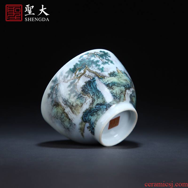 St the teacups hand - made pastel landscape ceramic kung fu master cup all hand jingdezhen tea sample tea cup single CPU