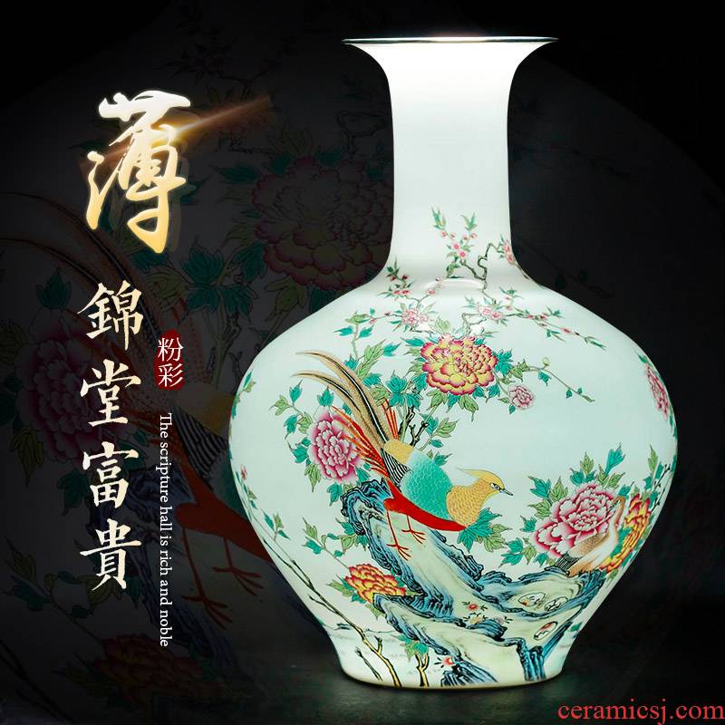 Jingdezhen ceramic vase furnishing articles pastel thin body new Chinese flower arranging to restore ancient ways small rich ancient frame sitting room adornment