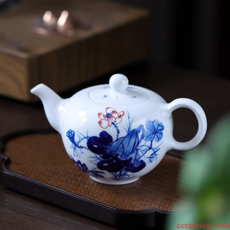 Jingdezhen ceramic teapot with Chinese hand - made girlfriend single pot of special pu 'er tea kungfu tea kettle