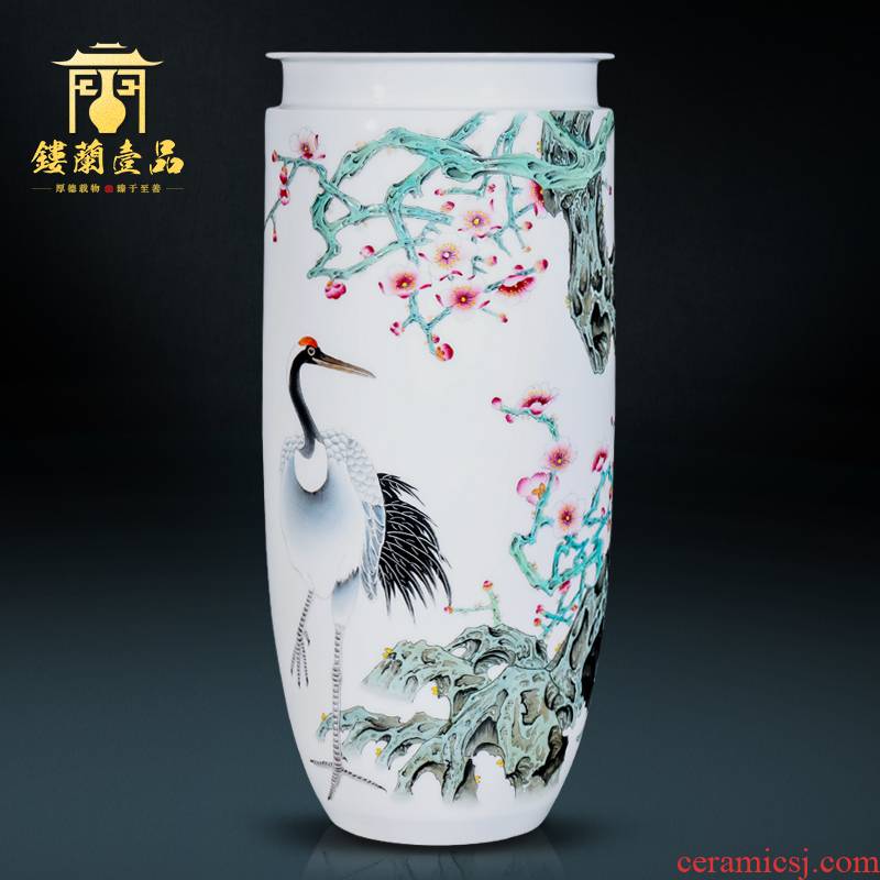 The Master of jingdezhen ceramic all hand - made powder crane span large decorative vase flower arrangement of Chinese style household furnishing articles in thousand