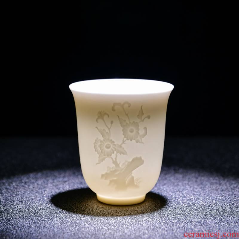 Dehua biscuit firing porcelain sample tea cup master cup single CPU private custom suet jade contracted kung fu tea cups