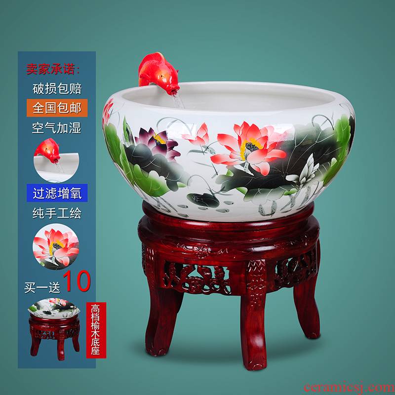 The Add oxygen tank aquarium tank cycle the sitting room of jingdezhen porcelain jar ceramic water filter cylinder goldfish bowl the tortoise