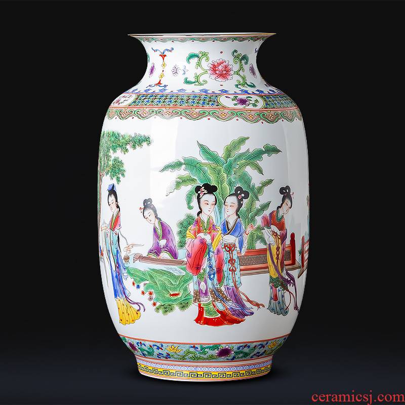 Jingdezhen ceramics powder enamel paint vases, flower arranging place of new Chinese style household living room TV cabinet decorative porcelain