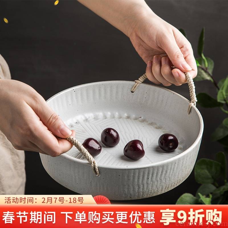 Japanese teahouse adornment of appreciating the fruit compote home stay facility retro tray pastry dish coarse pottery big vegetable salad bowl dish