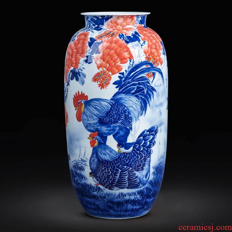 Hand - made of blue and white porcelain of jingdezhen ceramics idea gourd vases, new Chinese style household living room TV ark adornment furnishing articles
