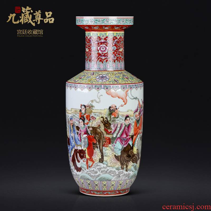 Antique hand - made enamel vase, the eight immortals of jingdezhen ceramic sitting room porch study Chinese TV ark adornment furnishing articles