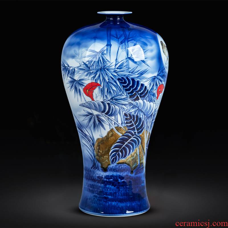 Hand draw large blue and white porcelain is jingdezhen ceramics new sitting room of Chinese style household decorative porcelain vase landed furnishing articles