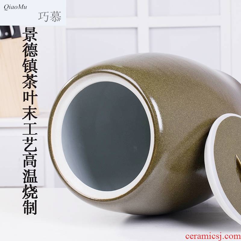 Qiao mu jingdezhen ceramic ricer box barrel 30 jins of large capacity storage bins with cover seal storage tank with moisture