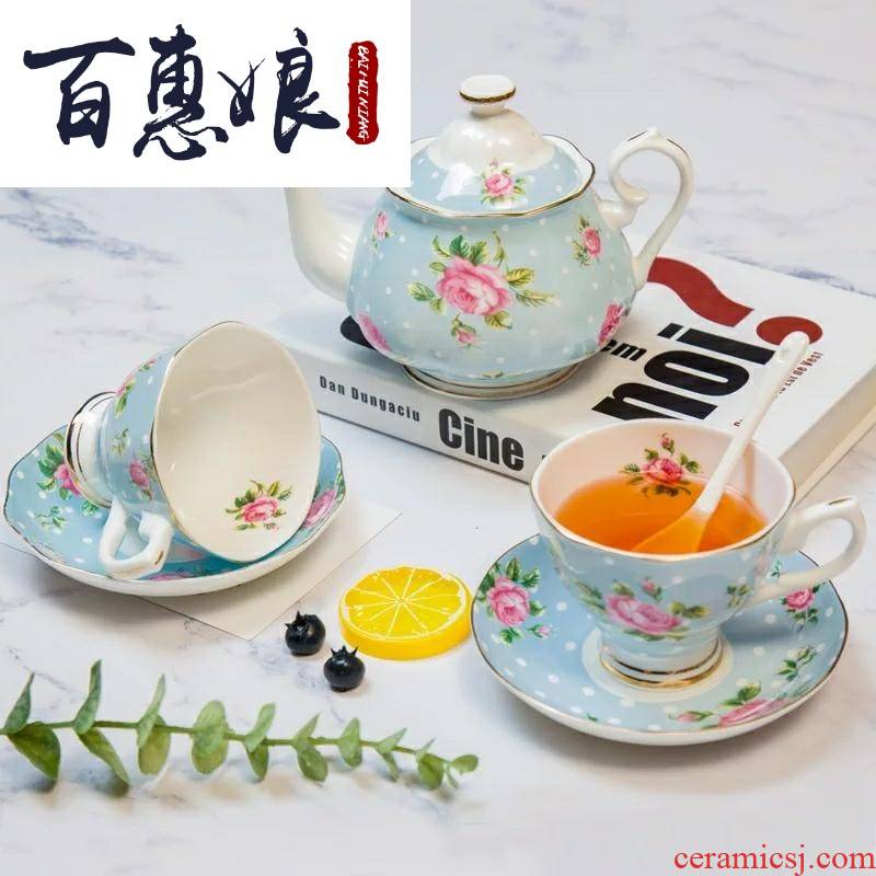 Ceramic coffee set (niang European suit household Ceramic English afternoon tea red cups little key-2 luxury contracted grace