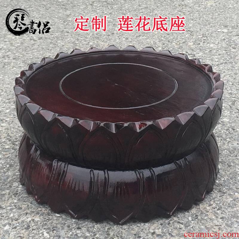 Pianology picking solid wood carved lotus lotus base station manually guanyin Buddha base more who can be customized