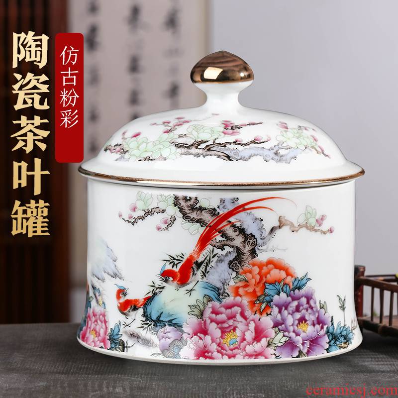 Jingdezhen ceramic tea pot enamel household small loose tea sealed as cans snack jars with cover storage tank is restoring ancient ways