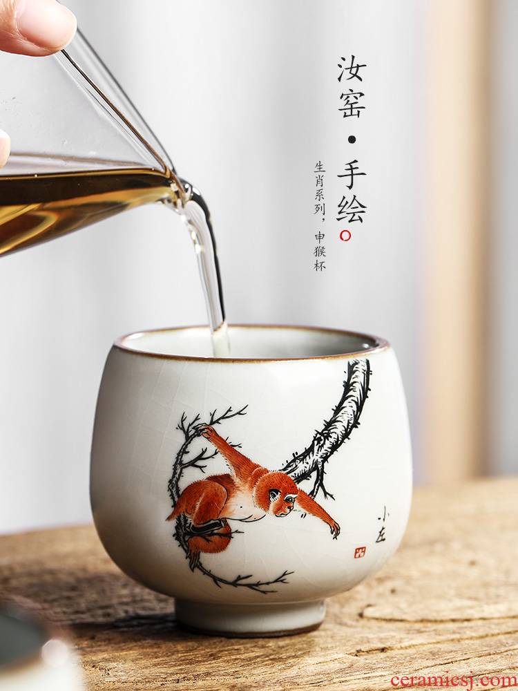 Pure manual your up zodiac master cup single CPU jingdezhen hand - made kung fu tea cups a single bowl sample tea cup