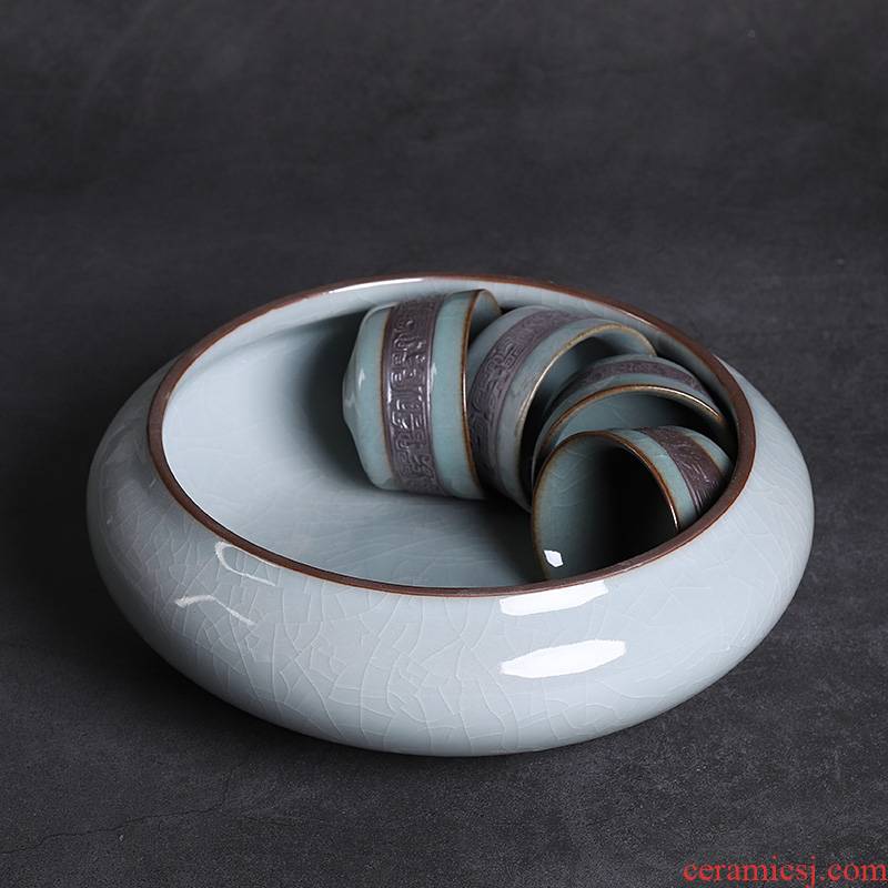 Large vessels of elder brother up for wash cup tea family tea wash basin of Japanese zen ceramic water jar for wash cup upset