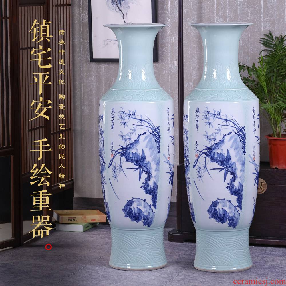 Landing by patterns of jingdezhen ceramics is increasing in the vase Chinese I sitting room place hotel housewarming gift