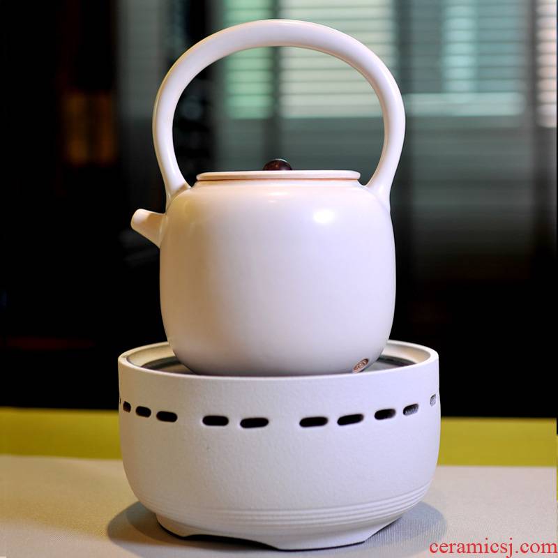 Coarse pottery five lines of preserve one's health white ceramic POTS kung fu tea kettle black tea boiled tea kettle ceramic electric TaoLu is special