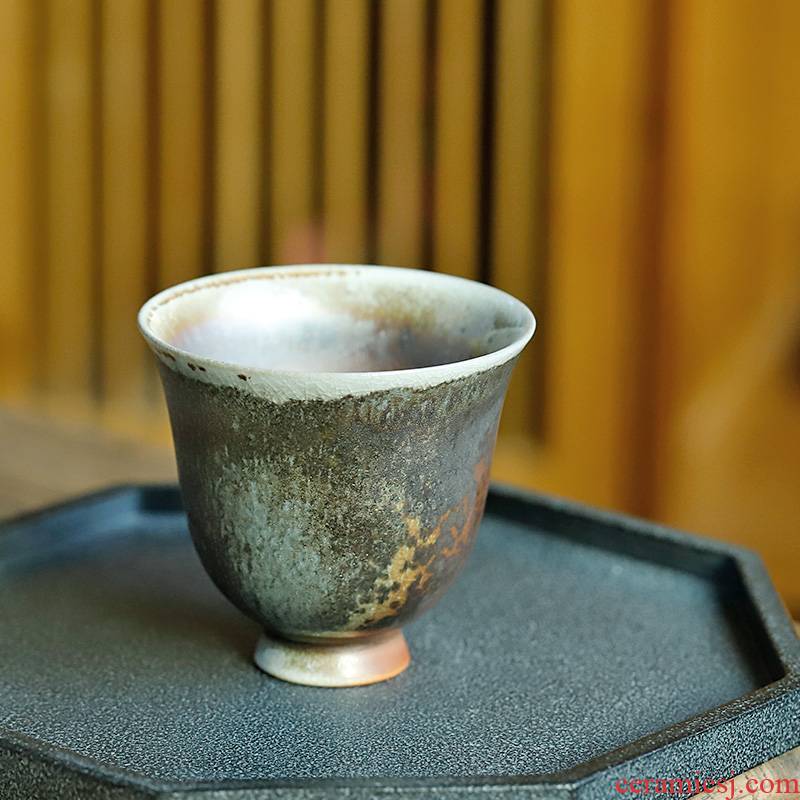 Jingdezhen sample tea cup without glaze orphan works hand made 】 【 naked burn firewood can be a kung fu master cup of pure manual tea cups