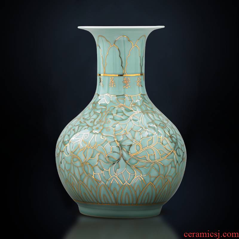 Jingdezhen ceramic hand the see colour blue glaze porcelain vase large light key-2 luxury furnishing articles creative Chinese style household decorations