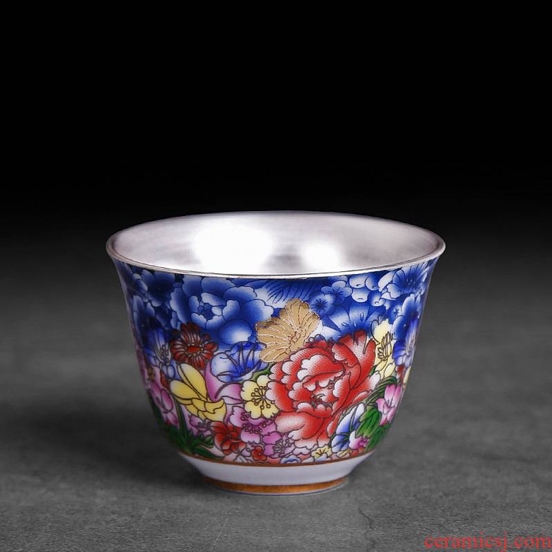 Sterling silver cup small checking ceramic cups a single master cup single cup tea home u.s, kung fu tea tea