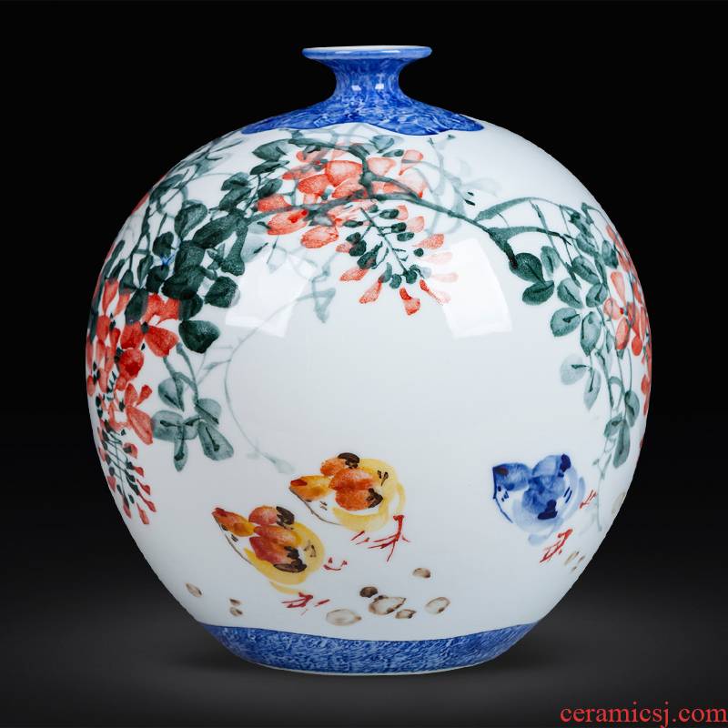 Jingdezhen ceramics hand - made pomegranate vase vase decoration furnishing articles furnishing articles sitting room of Chinese style household, office