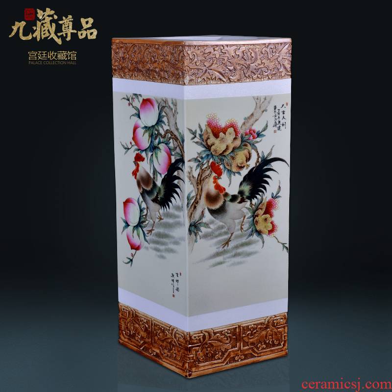 Jingdezhen ceramics engraving prosperous set the trap painting and calligraphy barrels of Chinese style living room TV cabinet decorative furnishing articles arranging flowers