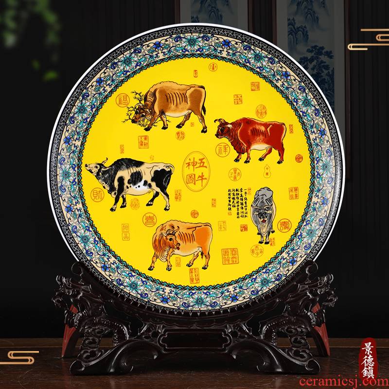 "Four fashion five NiuTu jingdezhen ceramics porcelain painting decoration decoration home decoration arts and crafts