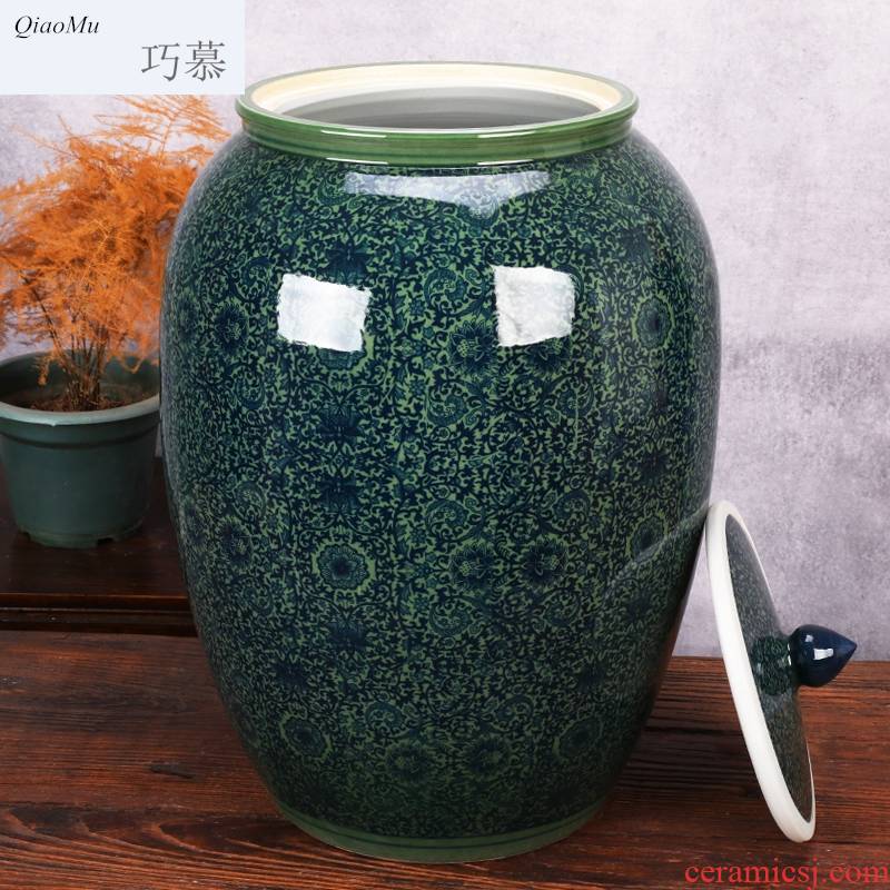 Qiao mu jingdezhen ceramic barrel storage bins moistureproof insect - resistant cylinder ricer box kg30 20 jins 50 kg sealed with cover