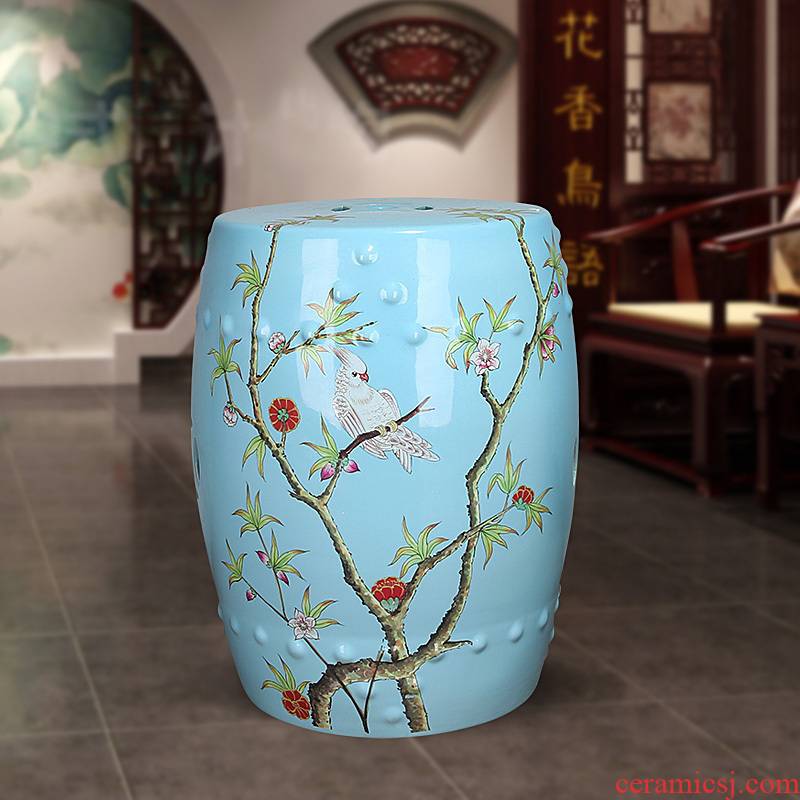 359 jingdezhen ceramic Chinese rural study classical bedroom home dress and sit who flower ceramic drum who