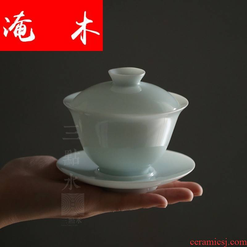 Submerged wood jingdezhen ceramic tureen large thin foetus white porcelain three manual celadon worship only bowl bowl cups kung fu