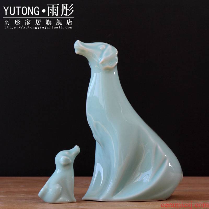 Dog ornaments of jingdezhen ceramic manual shadow green zodiac year of Dog Dog home furnishing articles