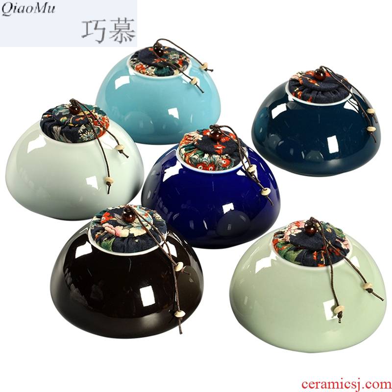 Qiao mu ceramic tea pot from sweet light glaze DianHong tieguanyin tea small storage tanks buckwheat tea sealed as cans to wake
