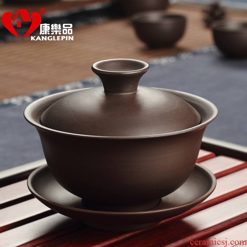Recreational product large capacity kung fu tea accessories yixing purple sand only three tureen worship purple clay teapots make tea cups