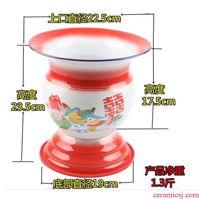 With iron enamel enamel spittoon With foot thickening children, older people children urine barrel pan toilet basin tank bag in the mail