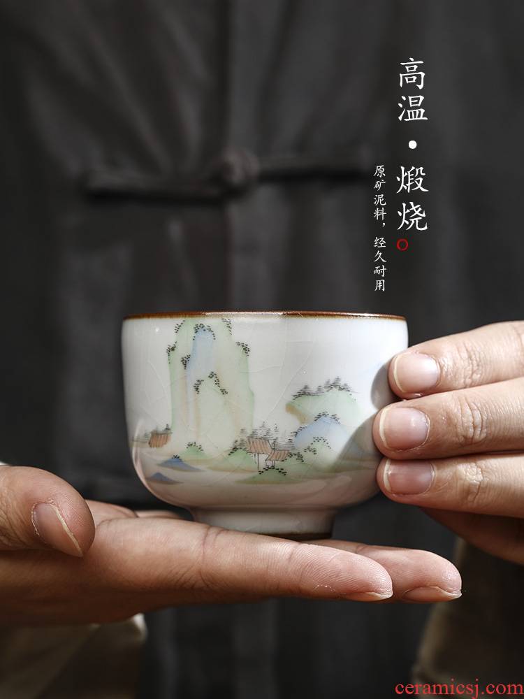 Jingdezhen pure manual your up master kung fu tea cup sample tea cup single CPU hand - made ceramic cup single CPU landscapes