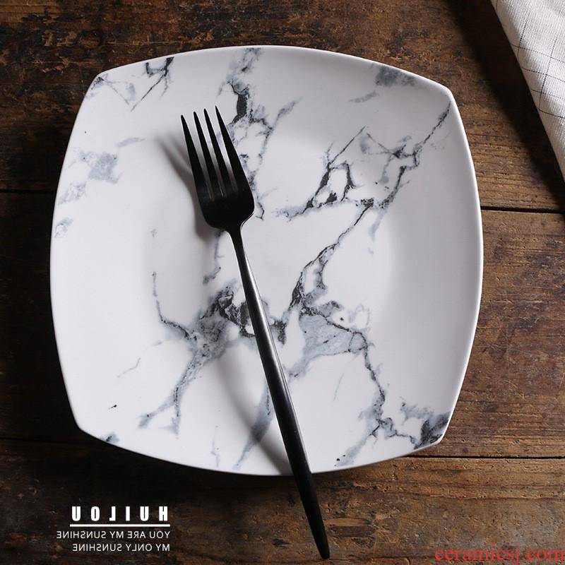 The kitchen creative ceramic plate, square stone plate household salad plate hotel bowl plate tableware custom manufacturer
