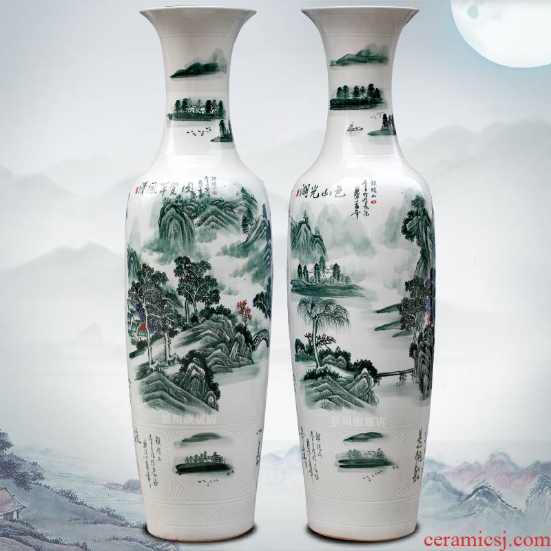 Jingdezhen hand - made wind thatched cottage figure of large ceramic vase pendulum home sitting room adorn article opening gifts
