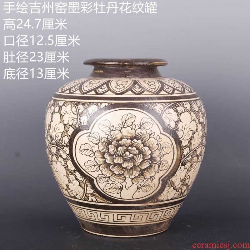 Archaize song dynasty jizhou up hand - made color ink YunLongWen as cans ceramic antique Chinese style household furnishing articles home antique collection