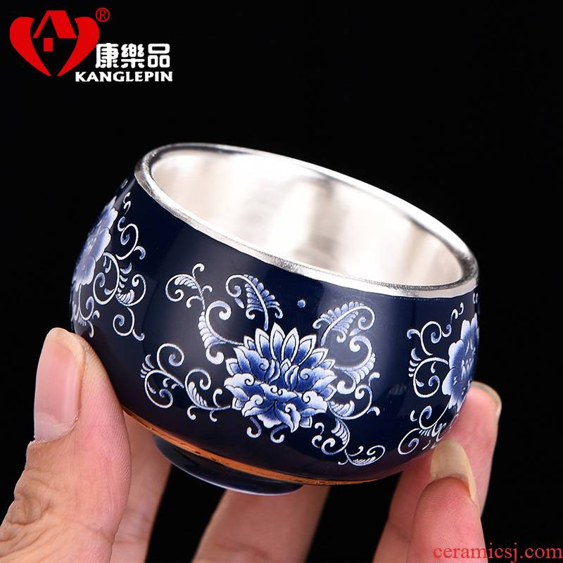 Recreational product silver checking a said the sample tea cup silver cup silver cup kungfu S999 porcelain cup tea set