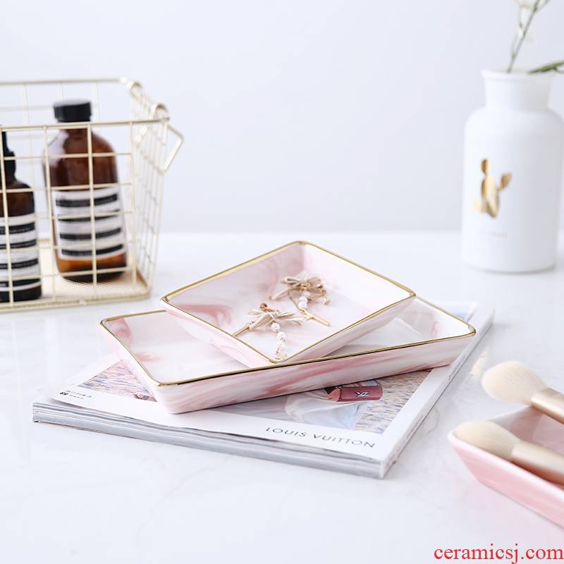 Nordic marble paint to receive a disc ceramic jewelry plate posed props bathroom vanity tray sundry plate