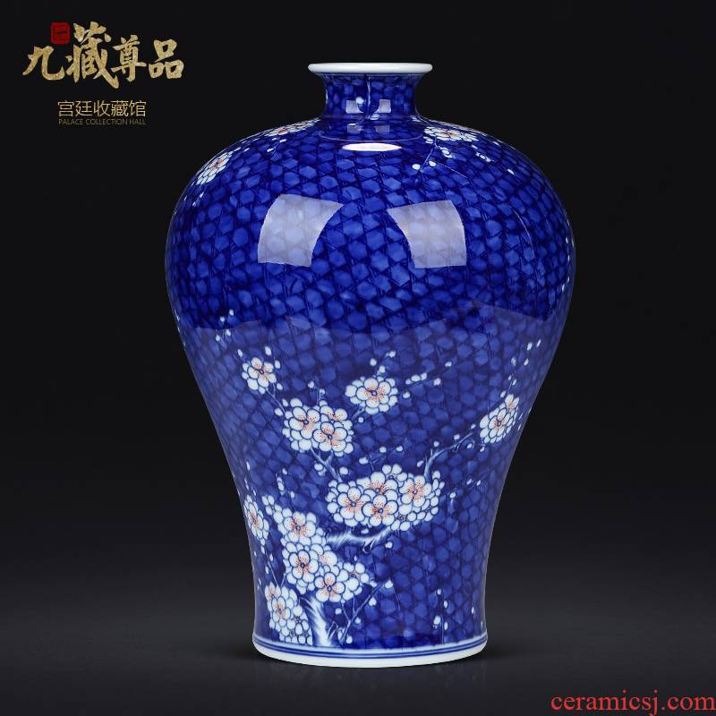 Jingdezhen blue and white name plum bottle of Chinese antique hand - made ceramics from the sitting room porch TV ark, flower adornment furnishing articles