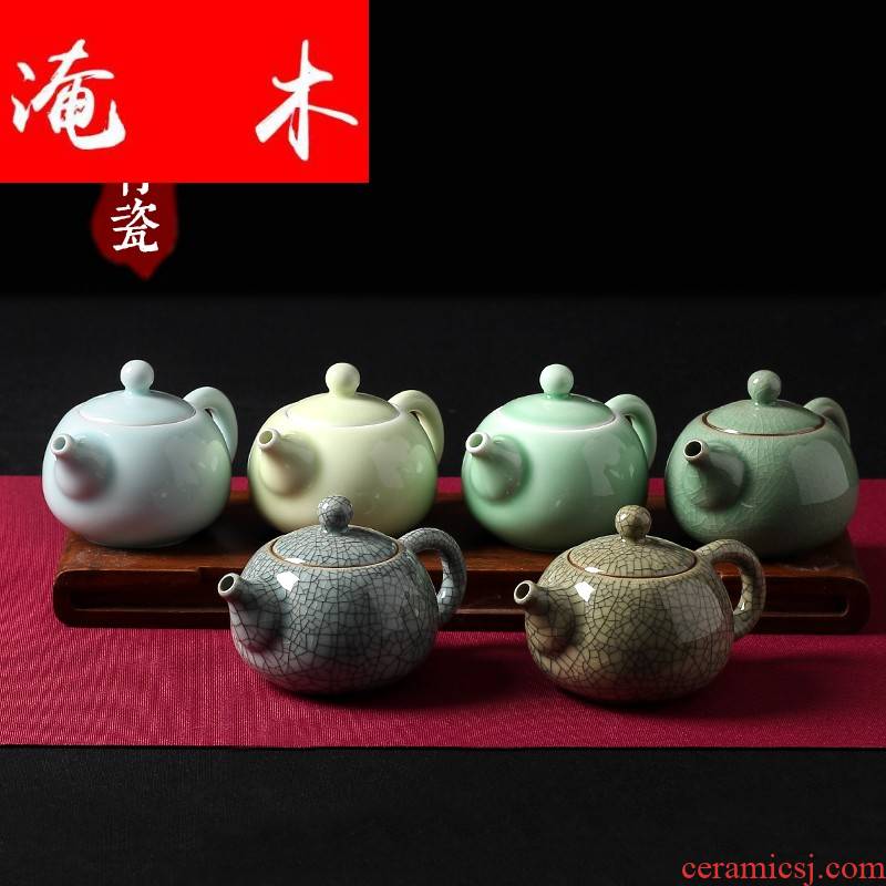 Submerged wood for celadon longquan little teapot ice crack glaze single pot of purple sand pottery and porcelain kung fu tea set filter xi shi pot of the teapot