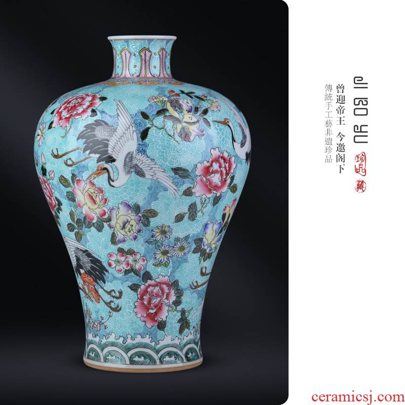 Jingdezhen ceramic antique hand - made gathers up little fairy cranes vase Chinese style living room a study teahouse decoration as furnishing articles