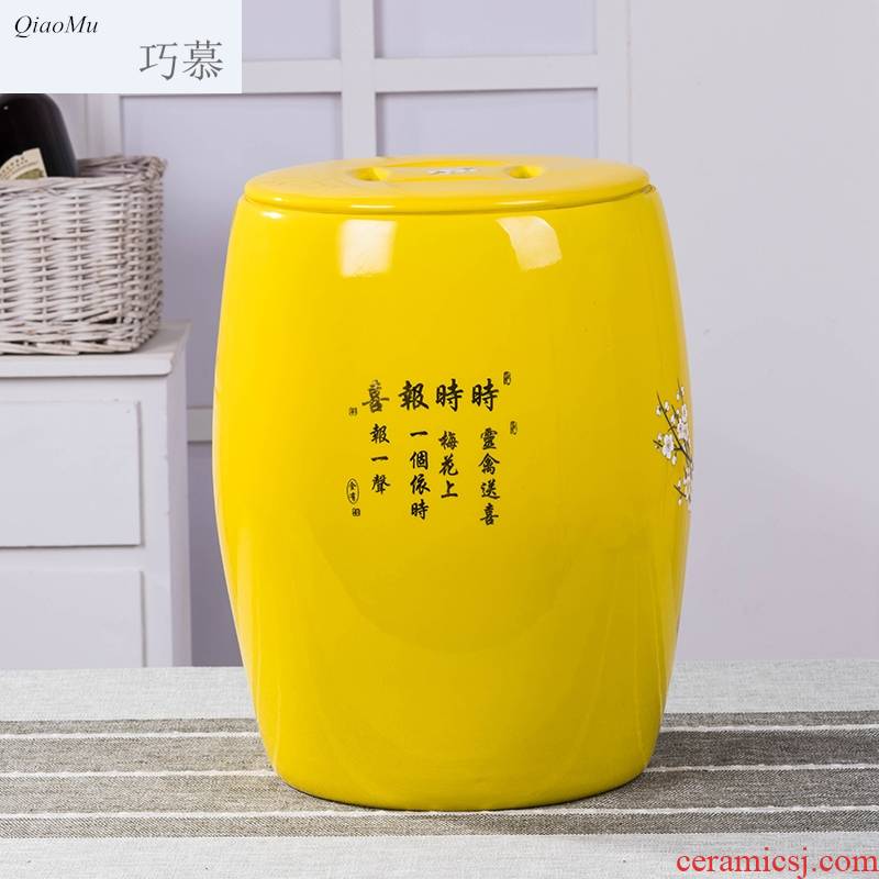 Qiao mu barrel jingdezhen ceramics with cover feng shui home 20 jins 50 kg to moistureproof insect - resistant flour rice storage box