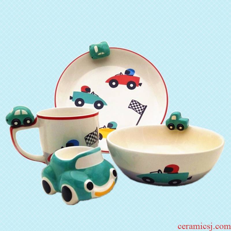 Thailand imported ceramic tableware children car glass mugs bowl dish children gifts
